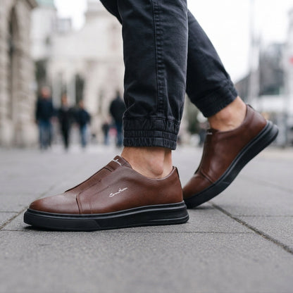 HarborStep Leather Slip-Ons - Brown