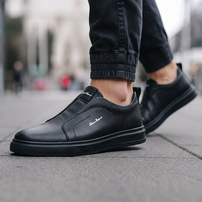 HarborStep Leather Slip-Ons - Black