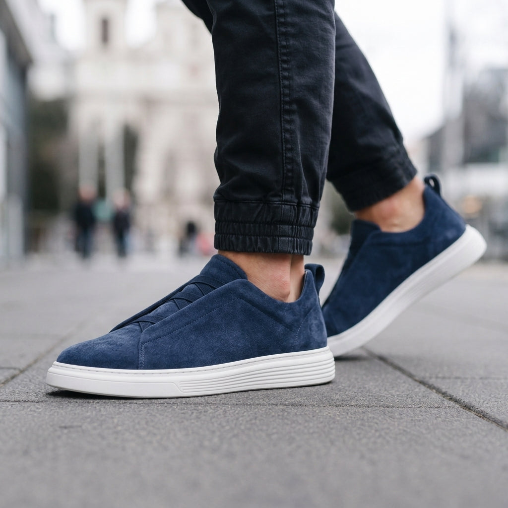 SlateEase Suede Slip-Ons - Blue