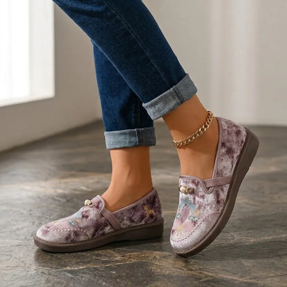 BloomVelvet™ Embroidered Flats - Pink