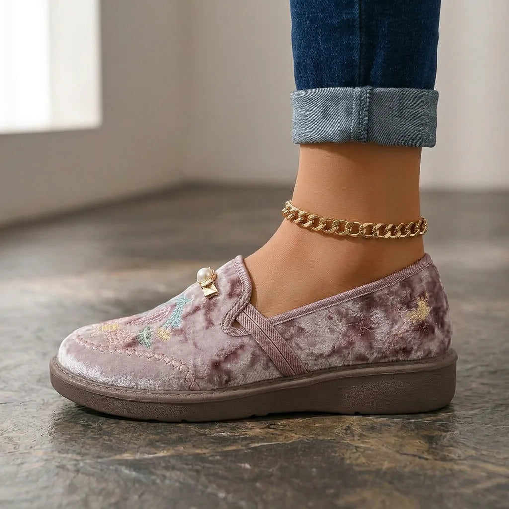 BloomVelvet™ Embroidered Flats - side