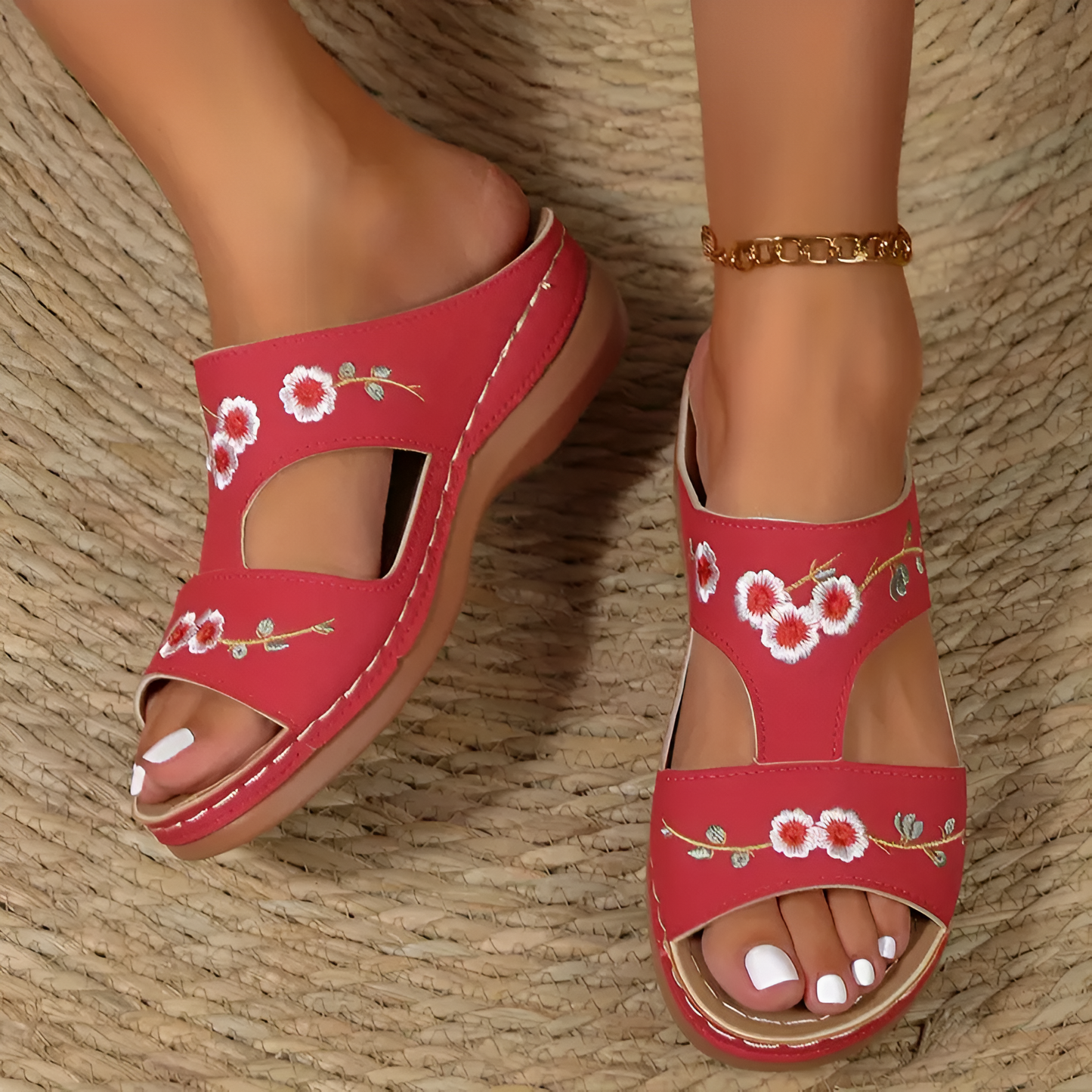 Ortobloom™ - Flower Embroidered Orthopedic Sandals