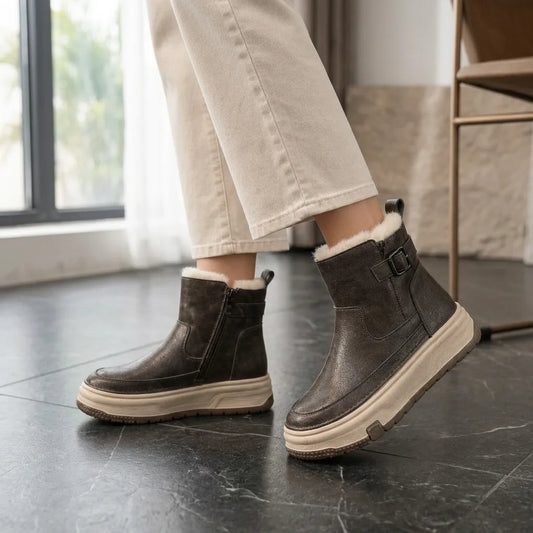 FrostLane™ Fleece-Lined Platform Boots - Dark Brown