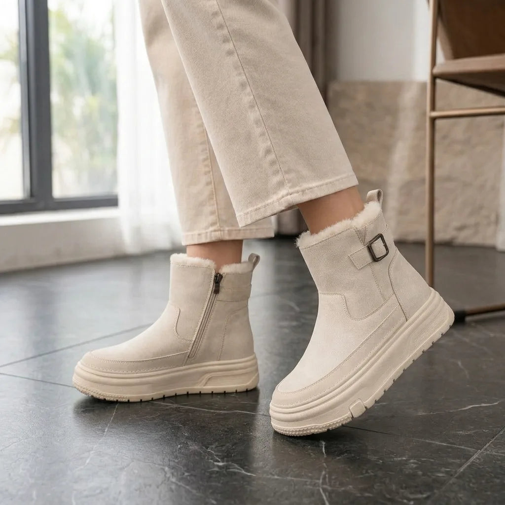FrostLane™ Fleece-Lined Platform Boots - Cream