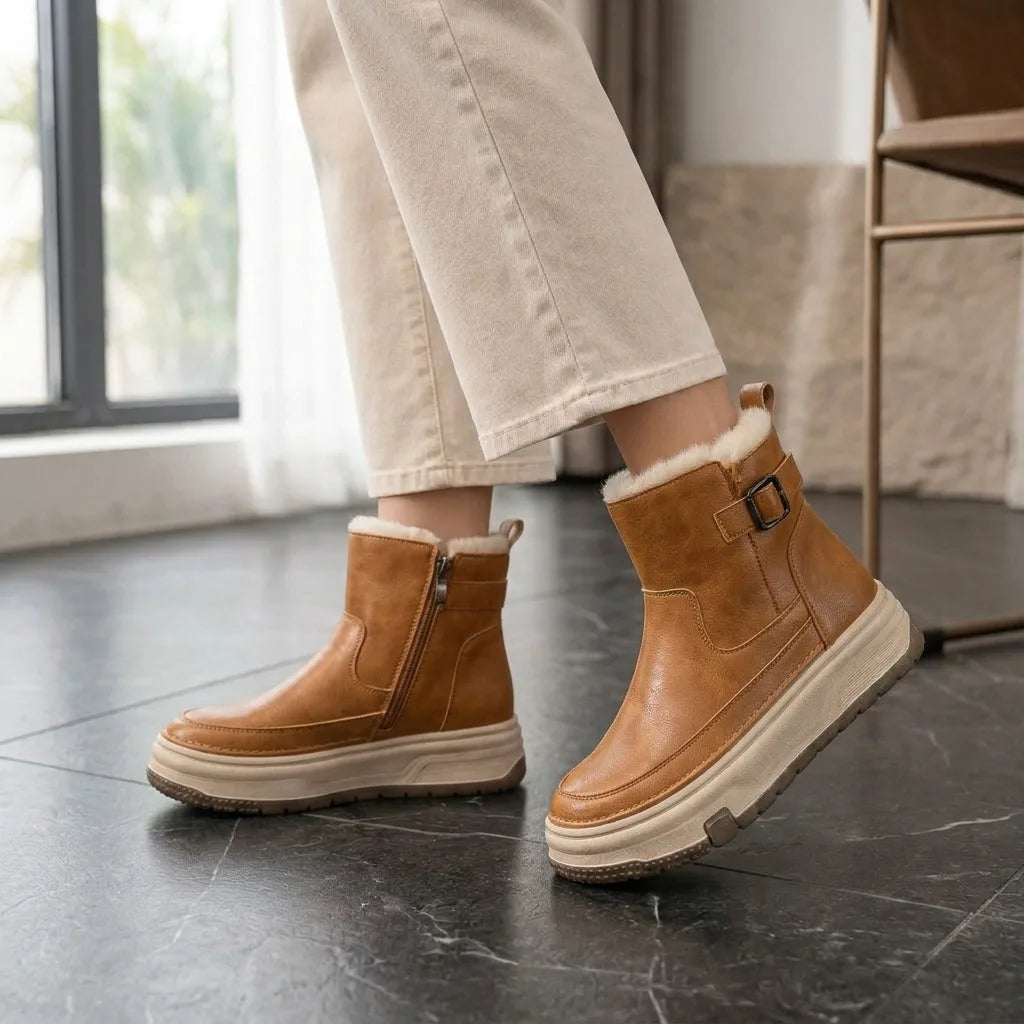 FrostLane™ Fleece-Lined Platform Boots - Brown