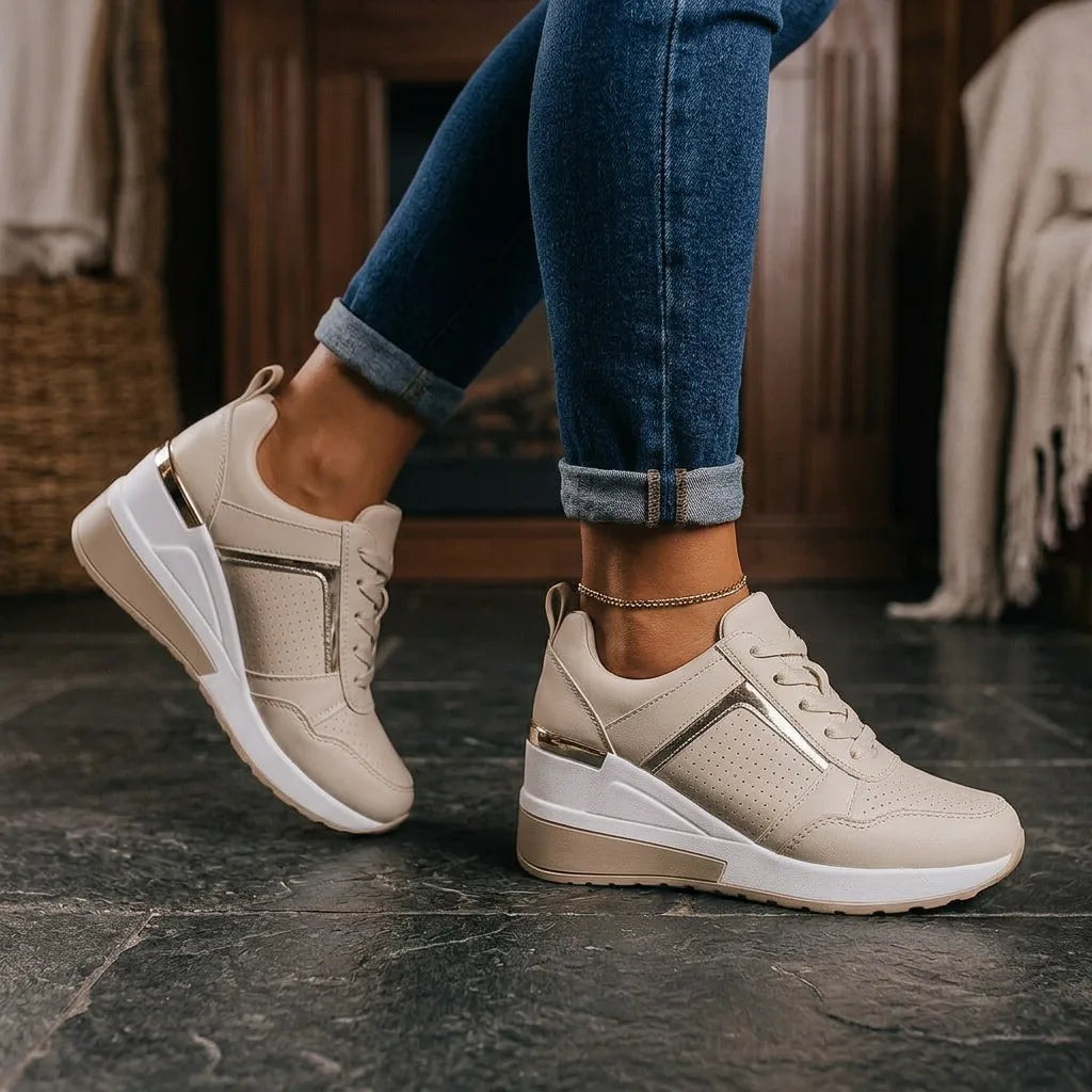 SkyLift™ Wedge Sneakers - Beige