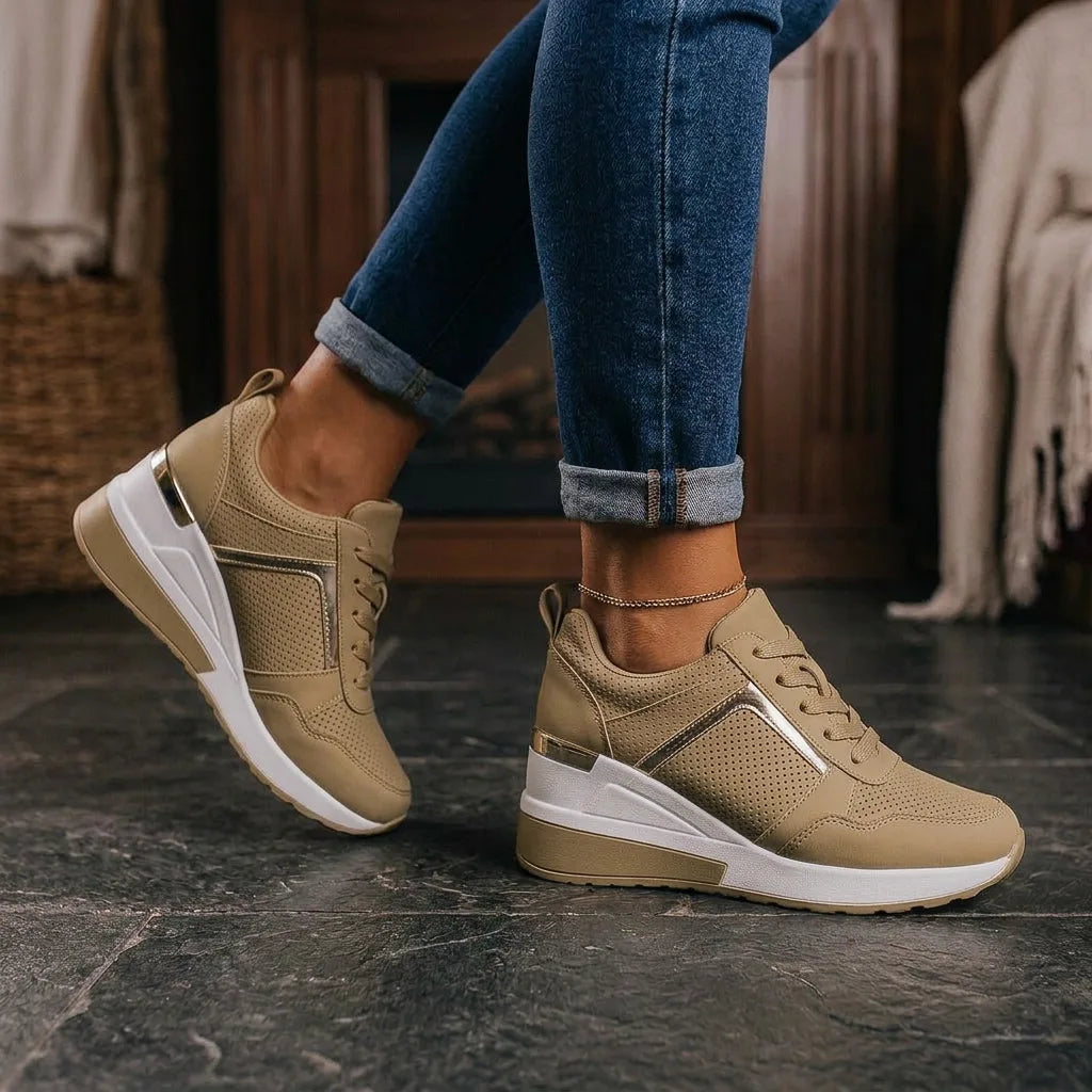 SkyLift™ Wedge Sneakers - Khaki