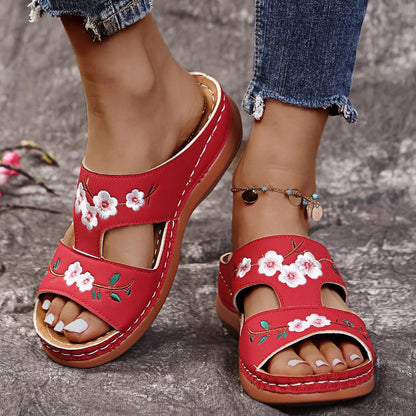 Ortobloom™ - Flower Embroidered Orthopedic Sandals